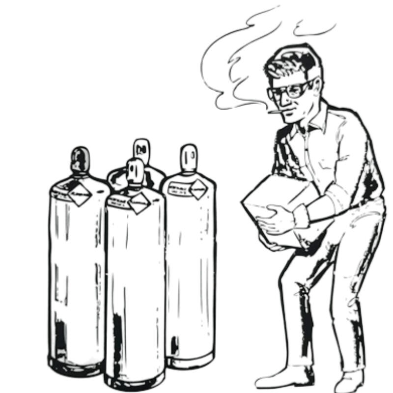 Do not smoke near flammable materials and gases.